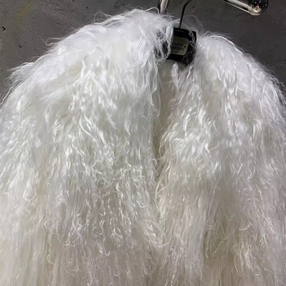 The Aveline — Arctic Ivory Mongolian Shearling Coat