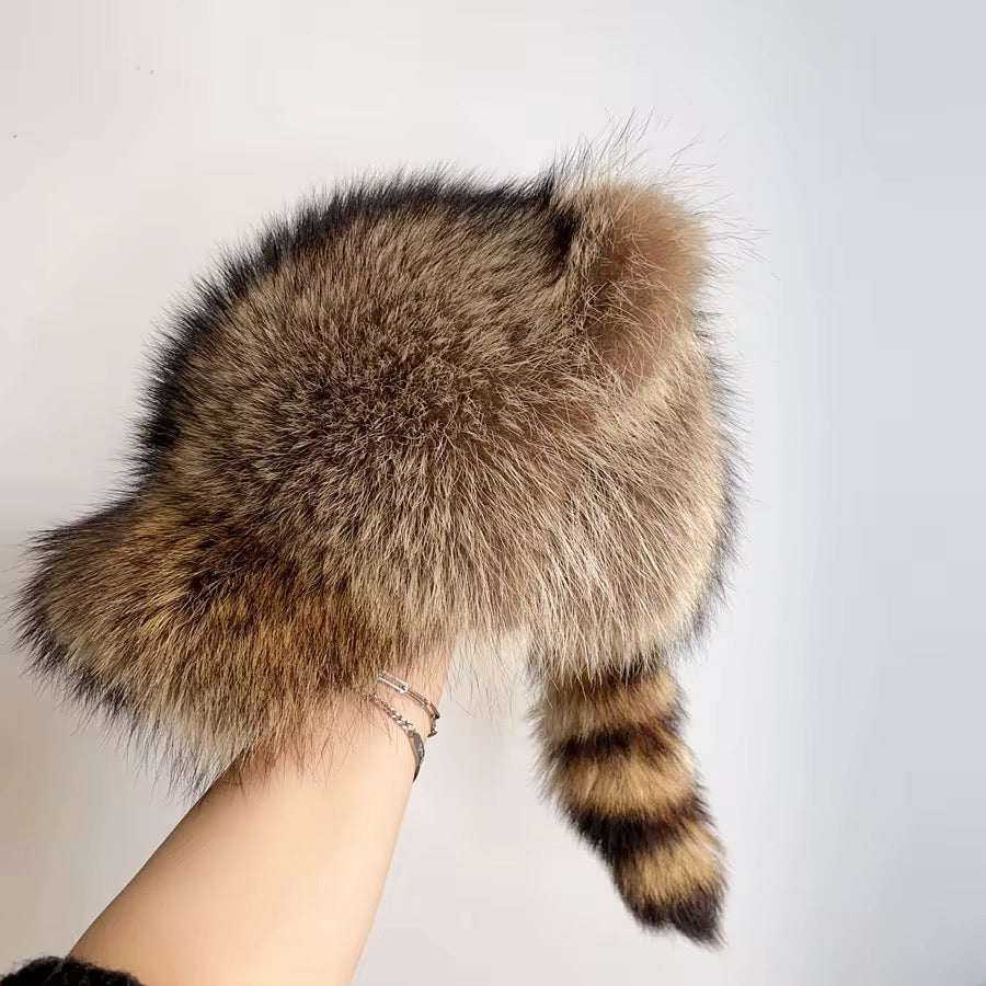 Russian-style Raccoon Fur Cossack Hat