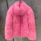 The Rosavine — Blush Flame Mongolian Shearling Coat