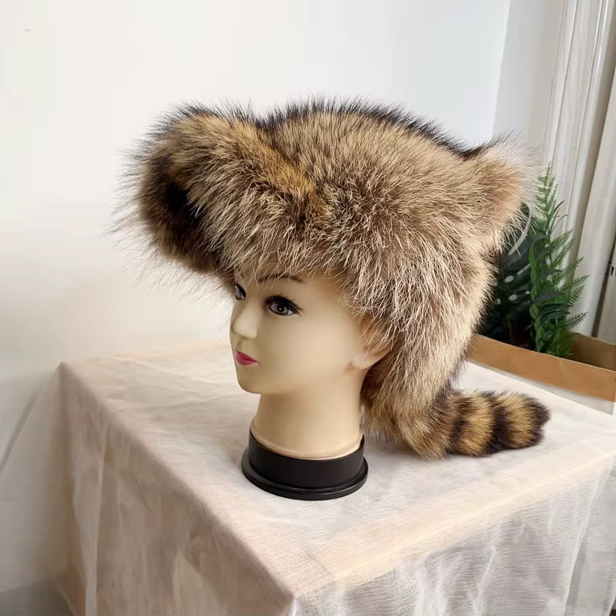 Russian-style Raccoon Fur Cossack Hat