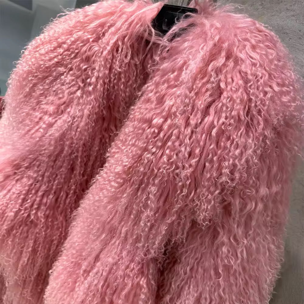 The Bellara — Rose Quartz Mongolian Shearling Coat
