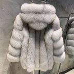 Il Seleno — Silver Fox Hooded Coat