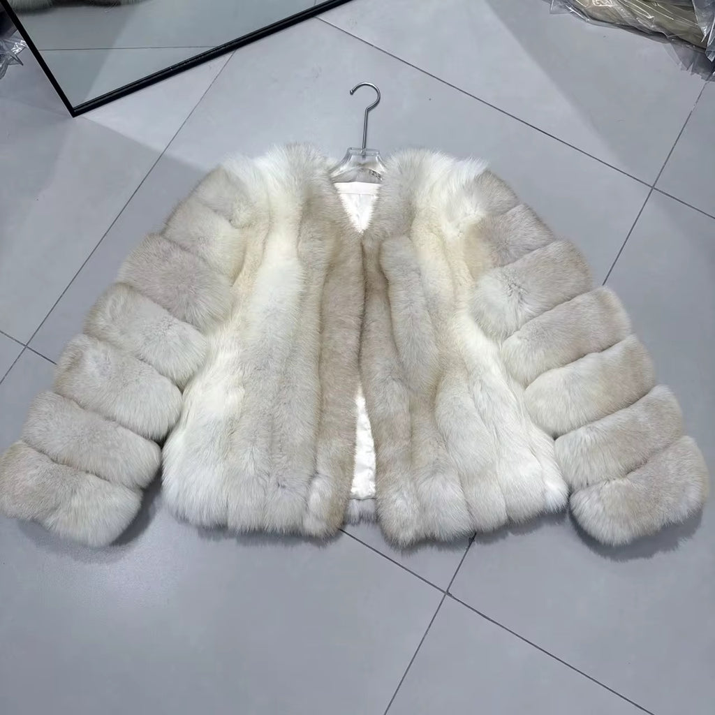 La Bianca — White Arctic Fox Cropped Coat