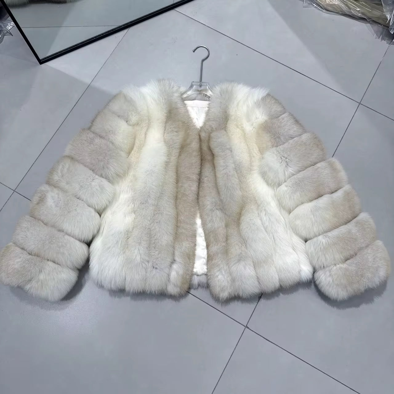 La Bianca — White Arctic Fox Cropped Coat