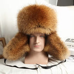 Golden Red Fox Fur Trapper Hat