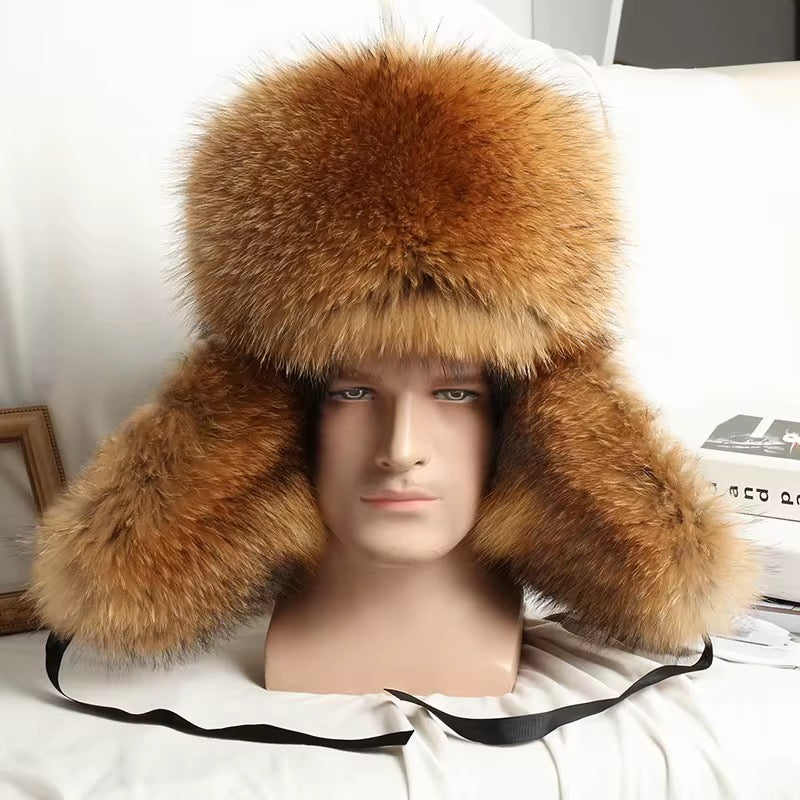 Golden Red Fox Fur Trapper Hat