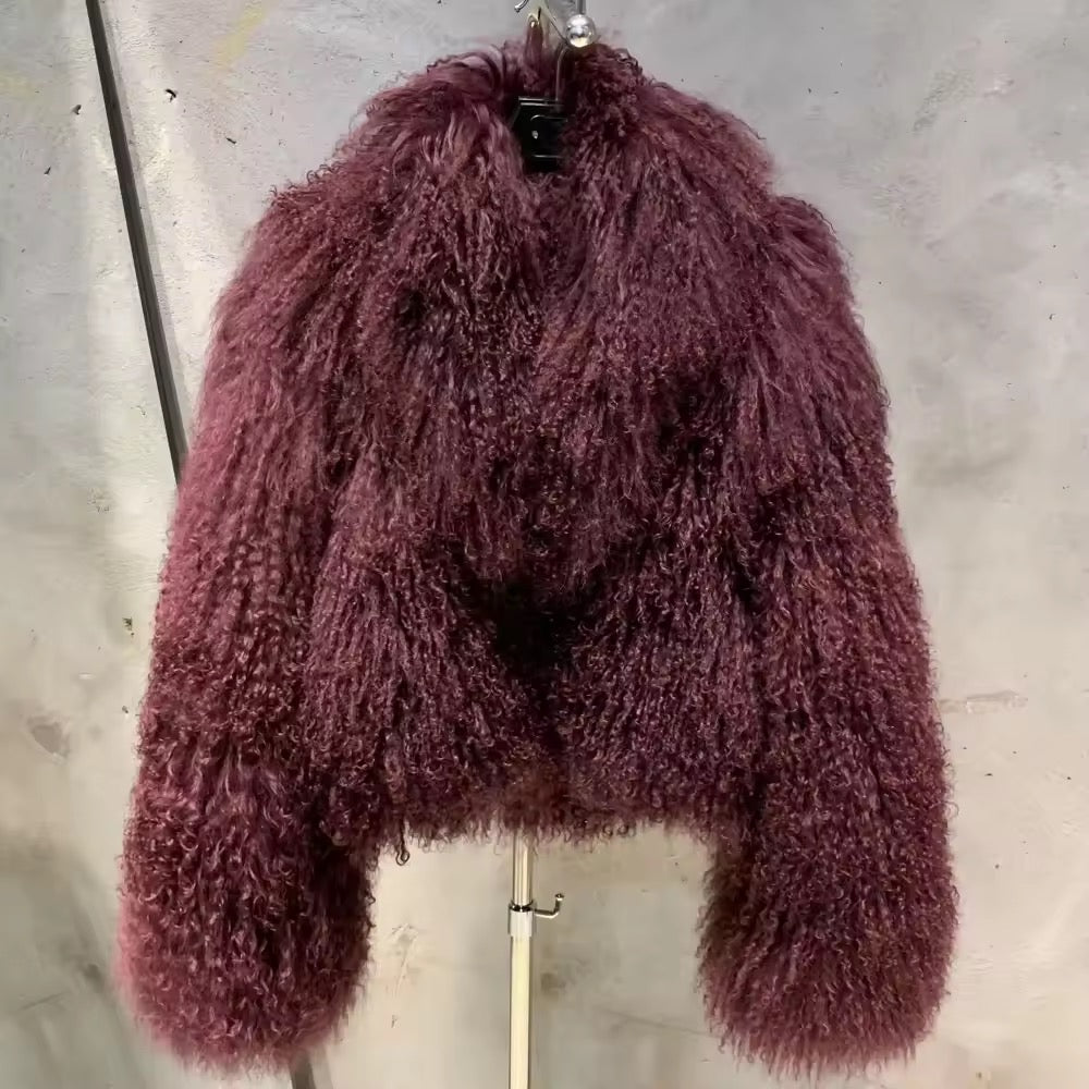 The Valentra — Merlot Mongolian Shearling Coat