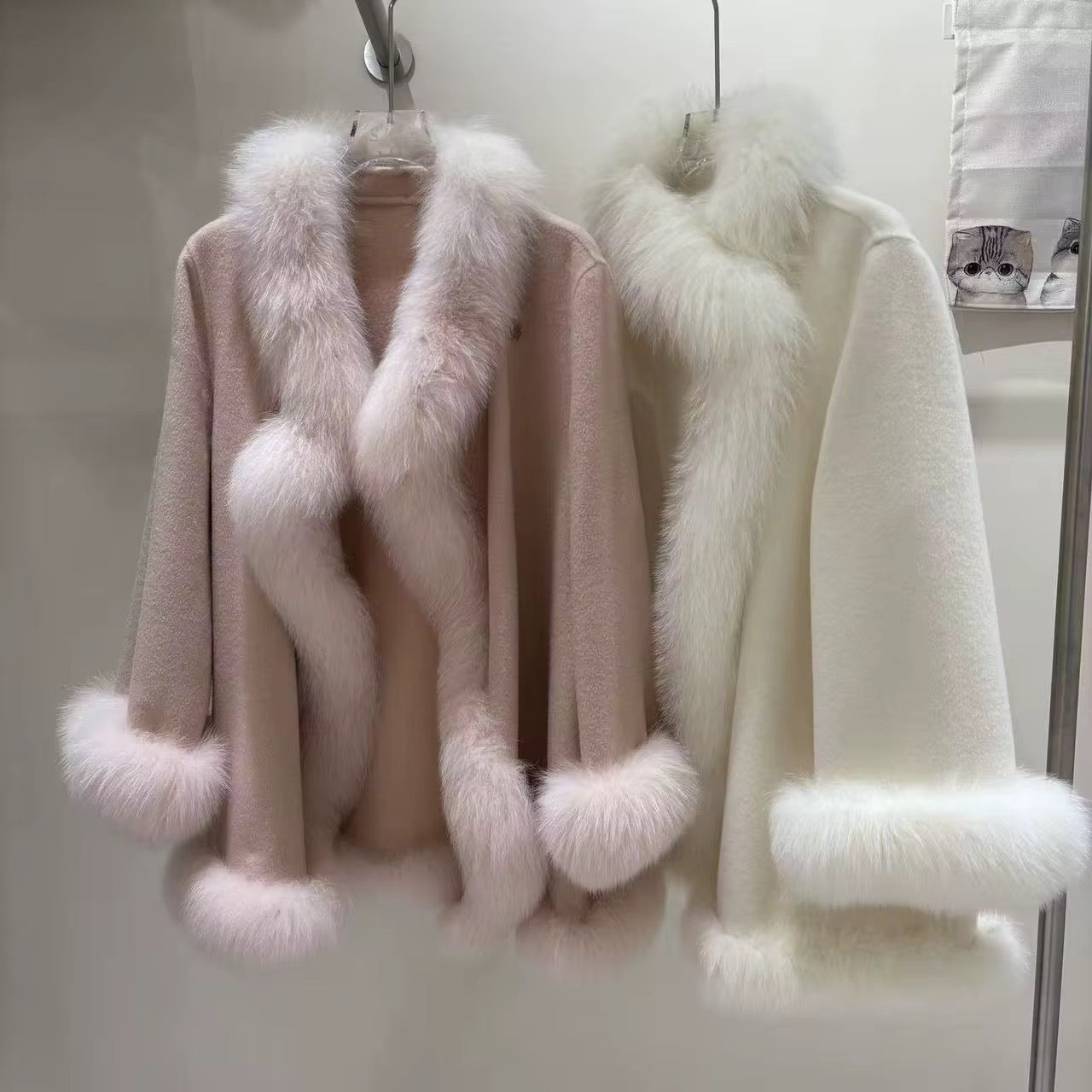 La Rosea Duo — Blush Wool and Fox Cape