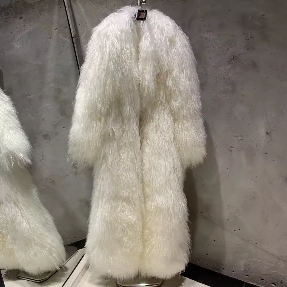 The Aveline — Arctic Ivory Mongolian Shearling Coat