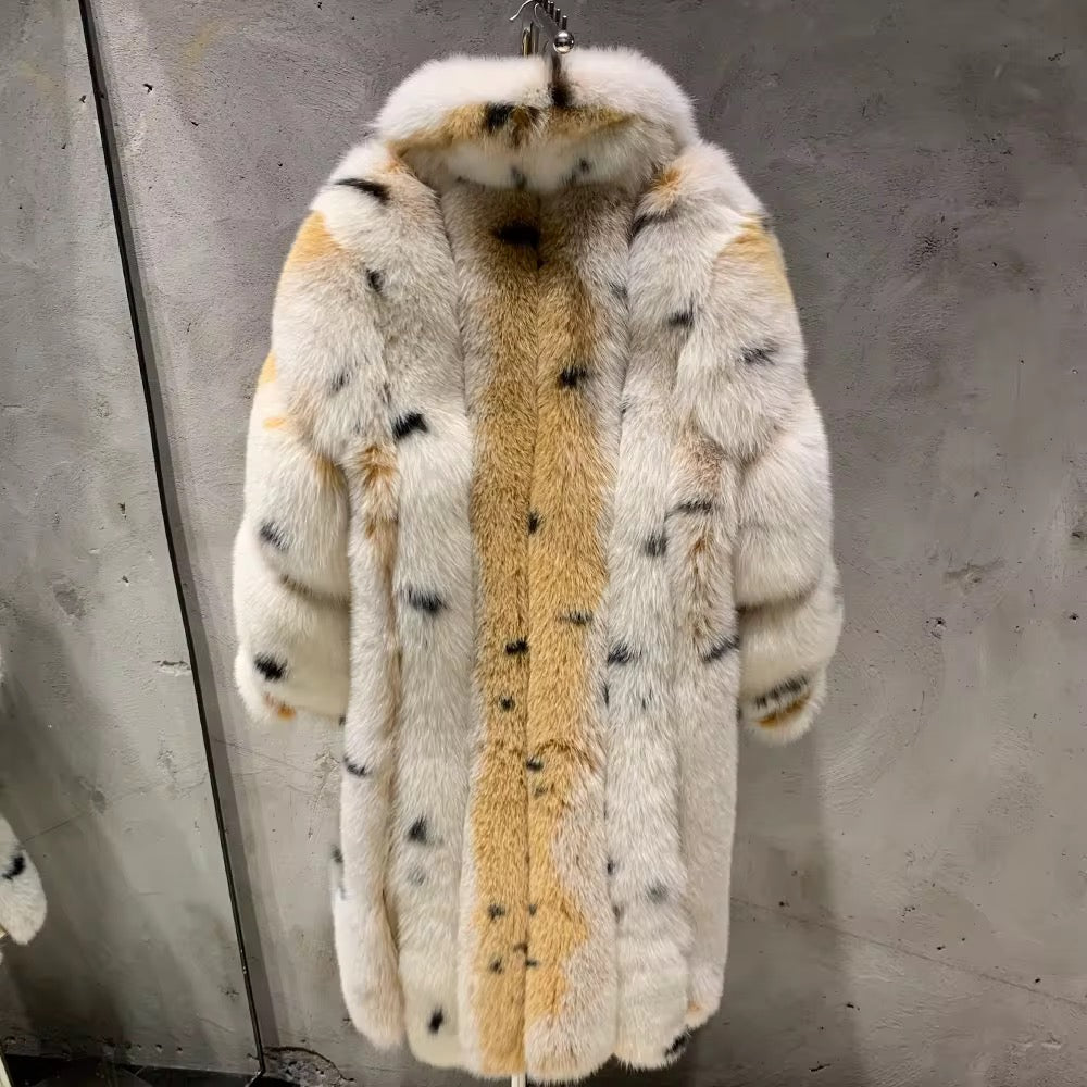 The Marcellé — Snow Lynx Patterned Long Coat