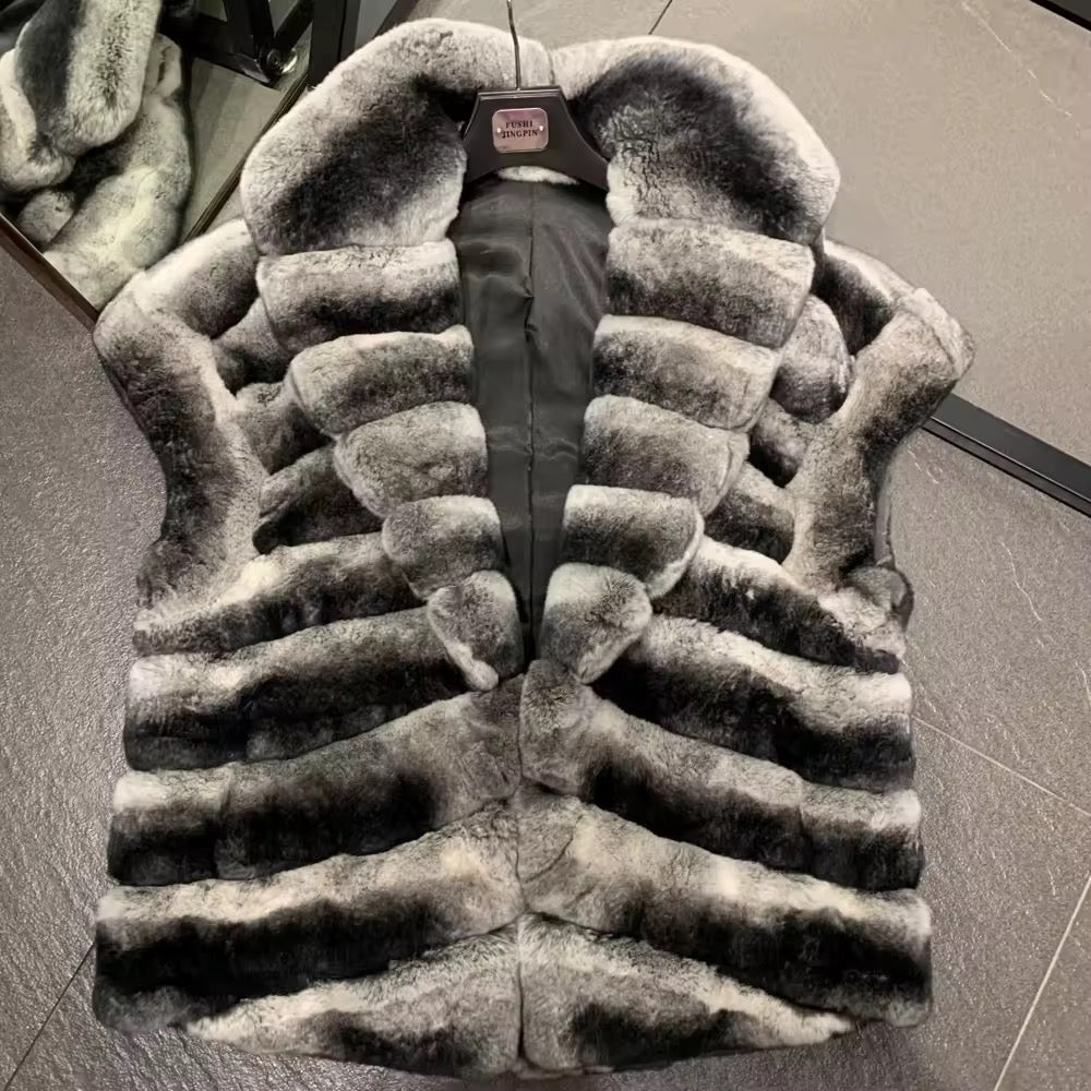 The Marcelline — Silver Rex Rabbit Fur Vest