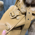 The Bellavente — Caramel Fox Fur & Leather Trench