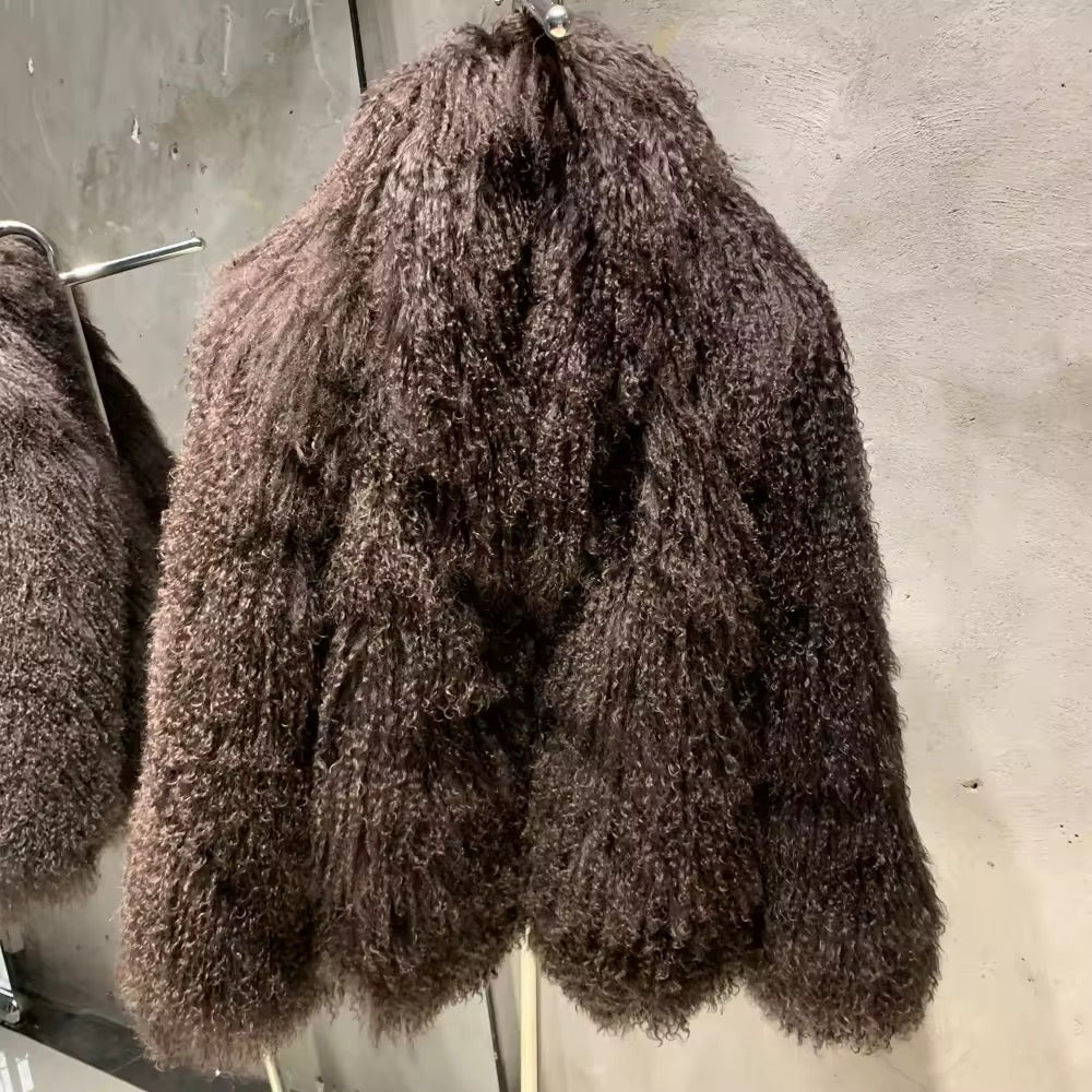 The Noirelle — Deep Espresso Mongolian Shearling Coat