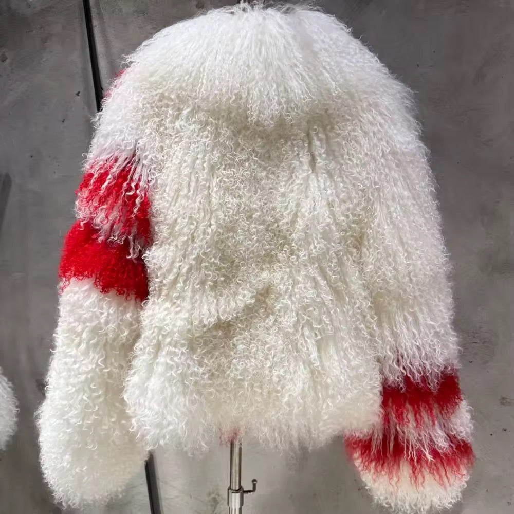 The Verenne — Rouge Éclat Mongolian Shearling Coat