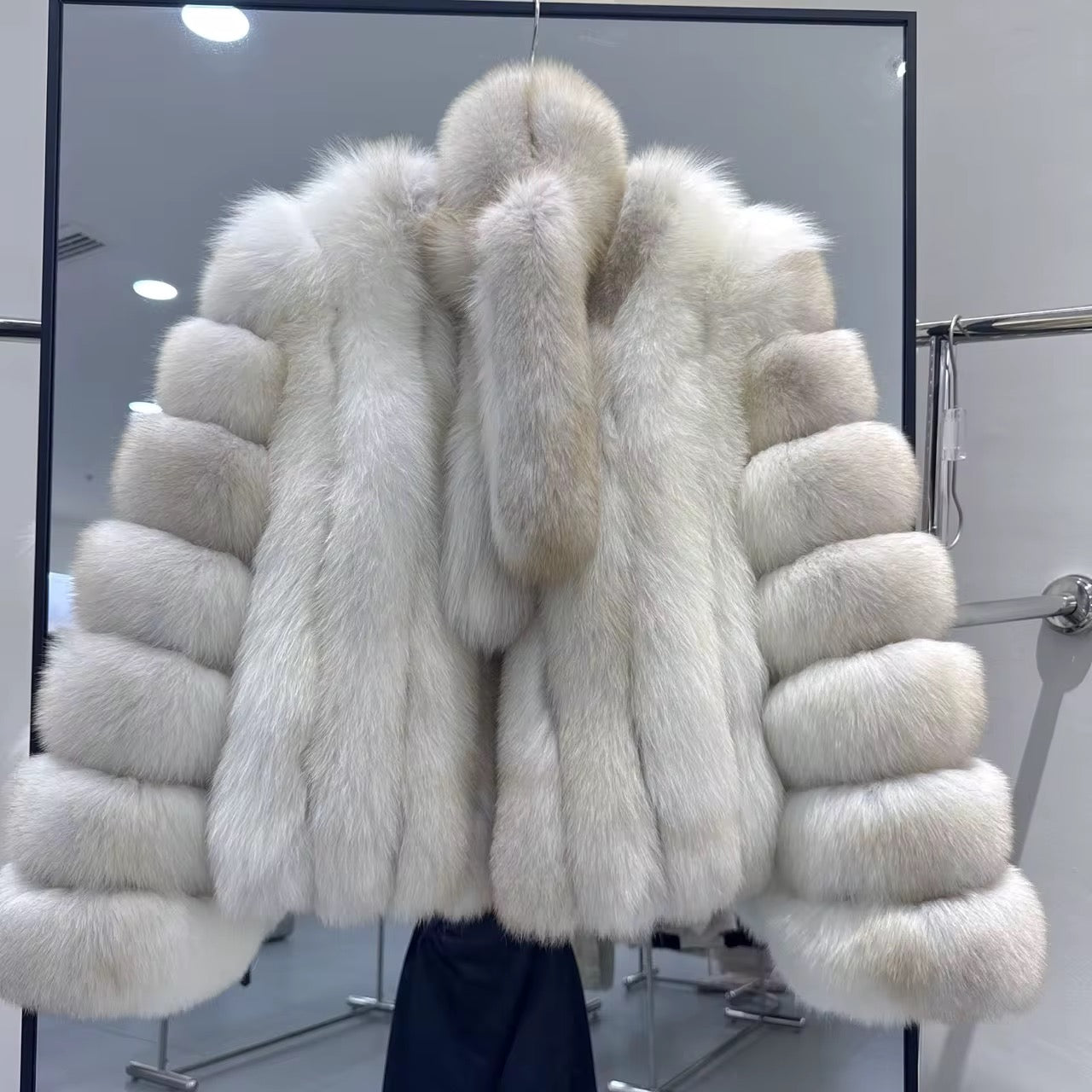 La Bianca — White Arctic Fox Cropped Coat