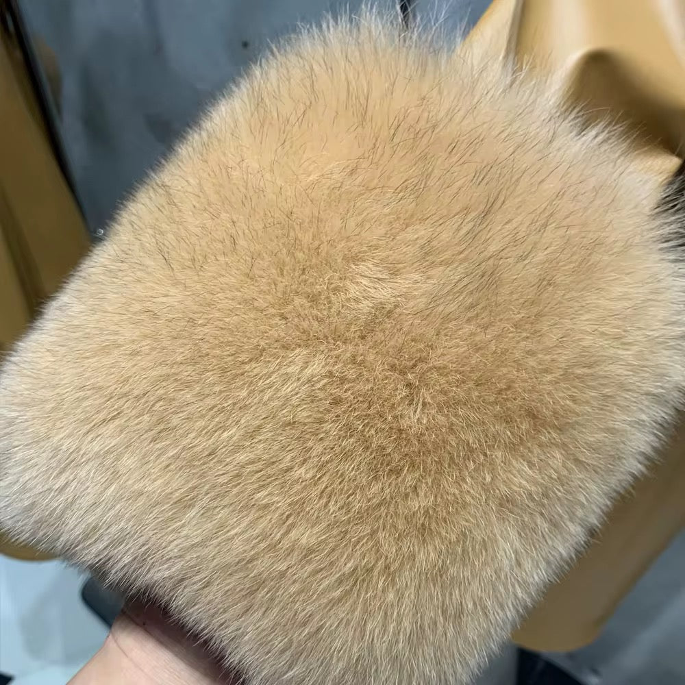 The Bellavente — Caramel Fox Fur & Leather Trench