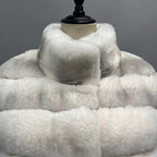 The Valennaire — Cropped Ivory Rex Rabbit Fur Jacket