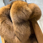 The Renadière — Mahogany Fox & Shearling-Collared Jacket