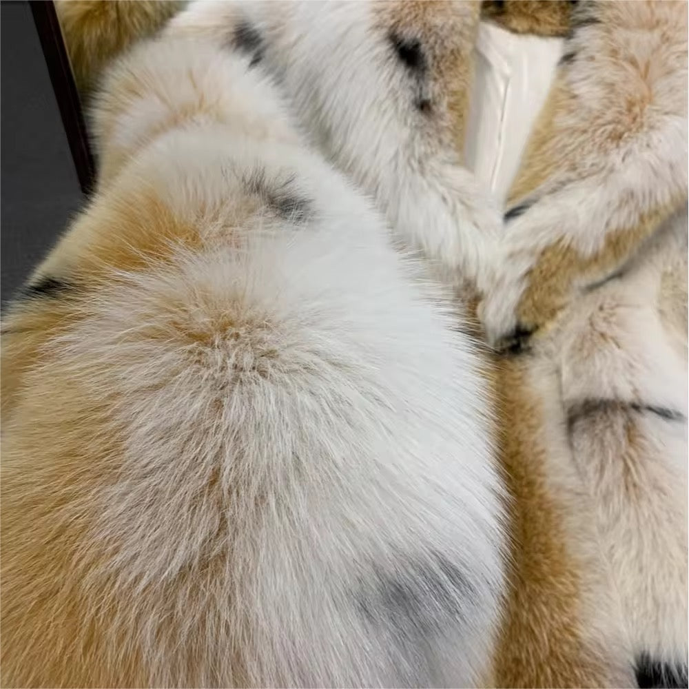 The Marcellé — Snow Lynx Patterned Long Coat
