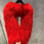The Rovelle — Scarlet Inferno Mongolian Shearling Coat