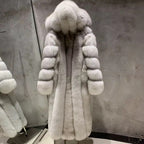 La Bianca Lunga — White Fox Full-Length Hooded Coat