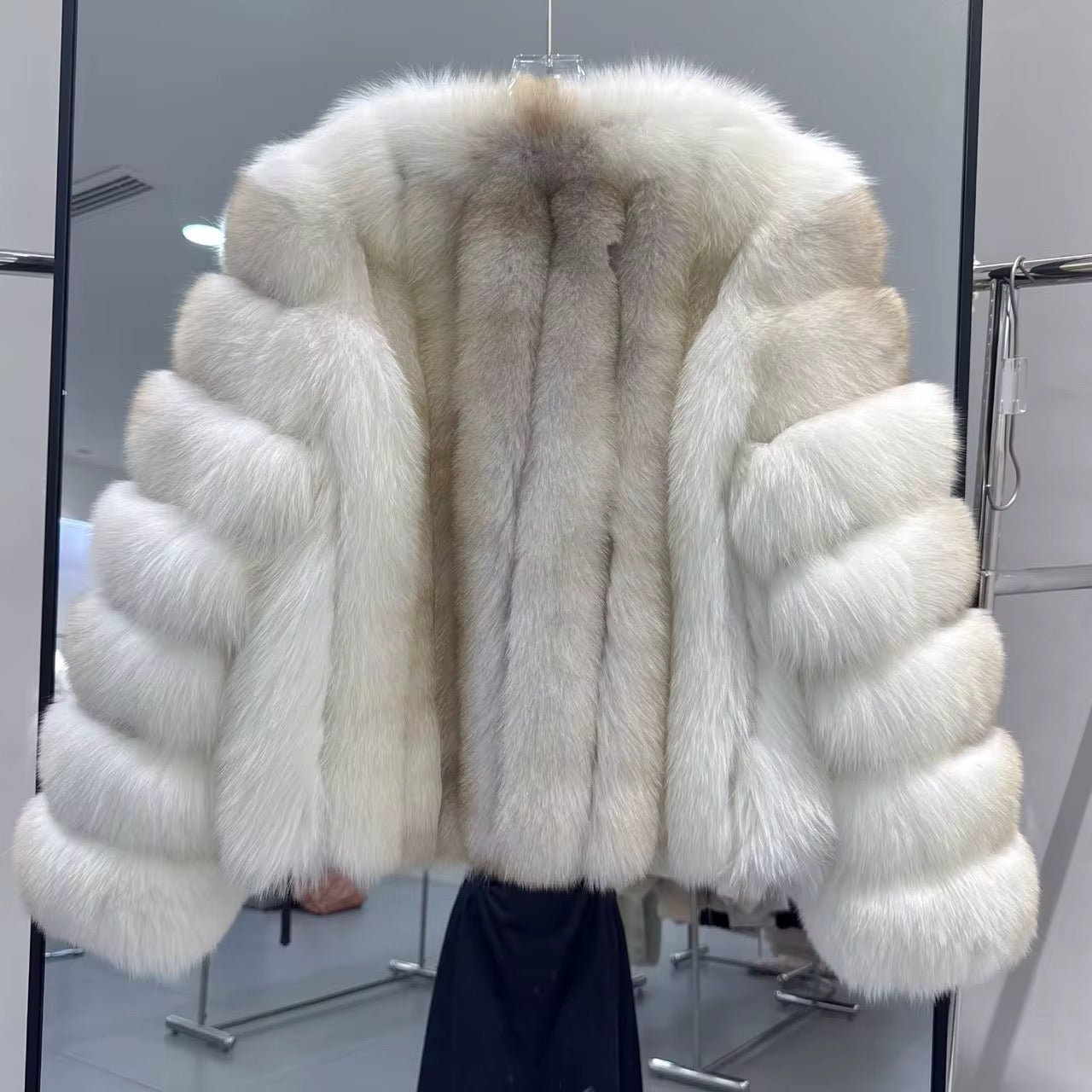 La Bianca — White Arctic Fox Cropped Coat