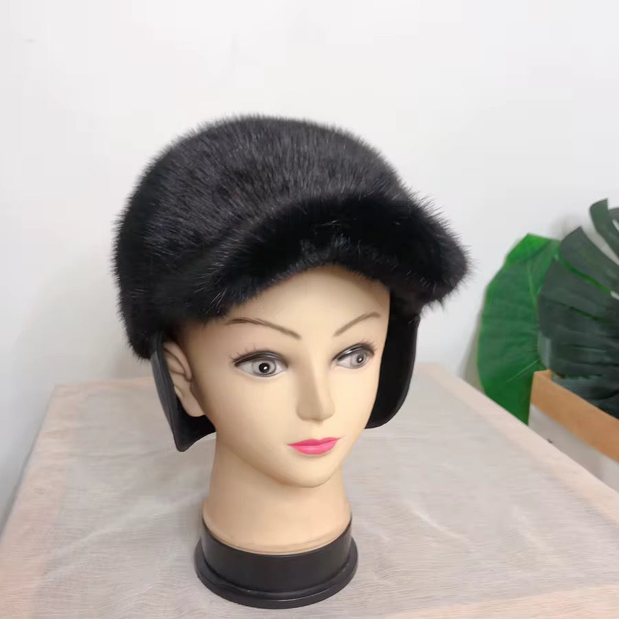 Noir Mink Aviator Fur Cap
