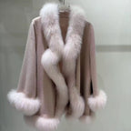 La Rosea Duo — Blush Wool and Fox Cape