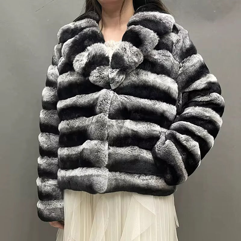The Marcellus II — Silver Rex Rabbit Fur Coat