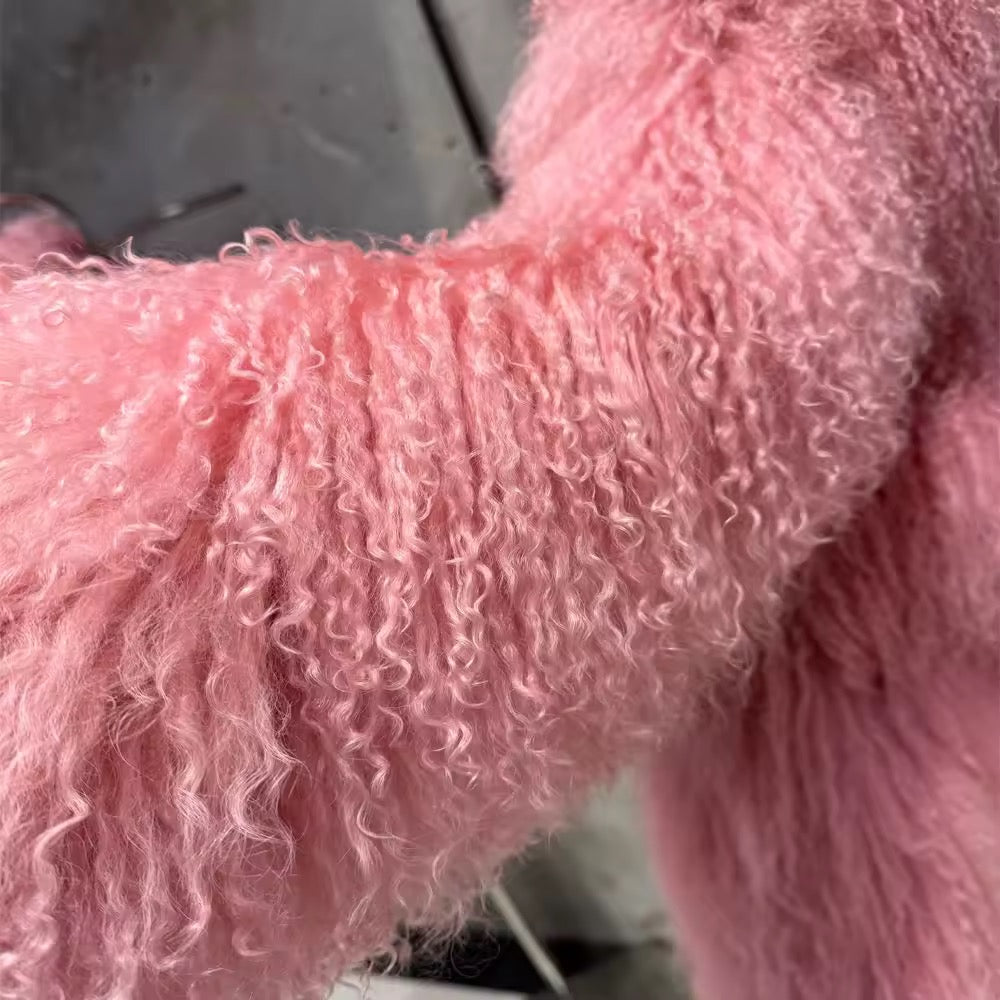 The Bellara — Rose Quartz Mongolian Shearling Coat