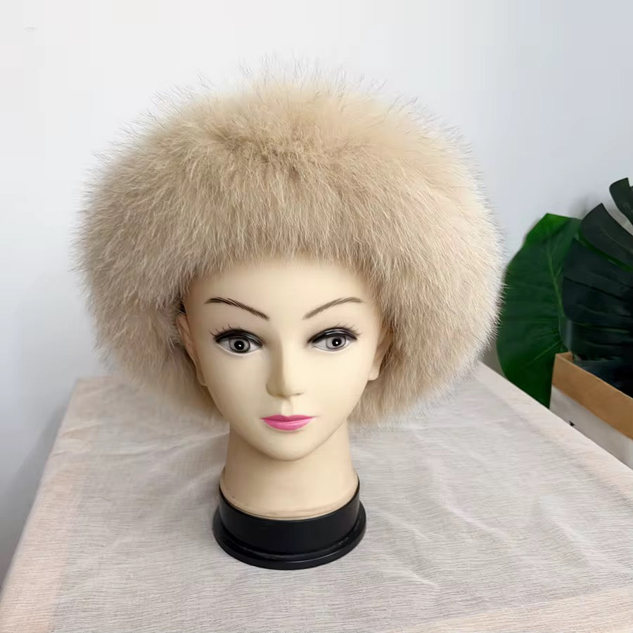 Champagne Mink Fur Pillbox Hat